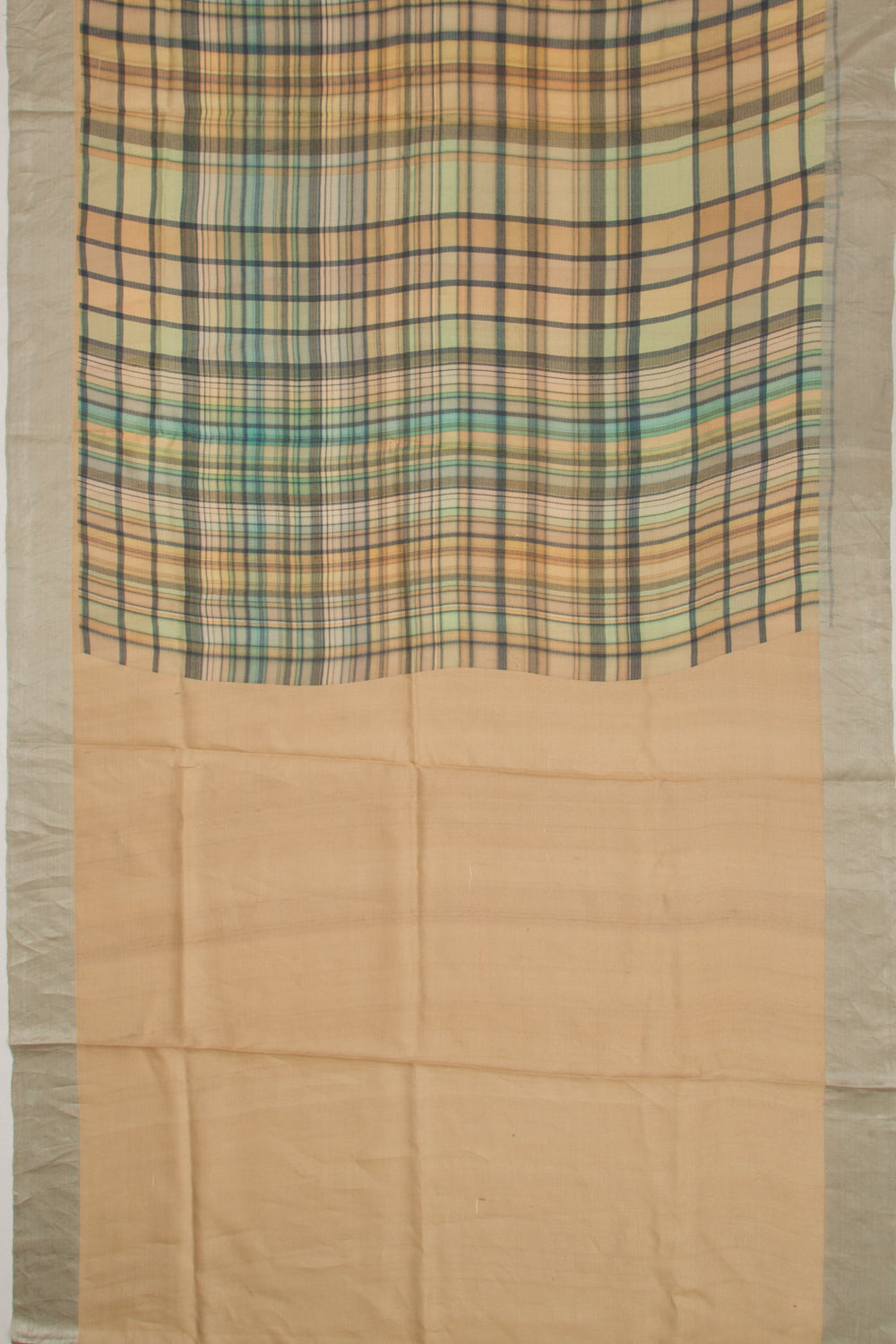 Tussar Checks Multicolour Saree