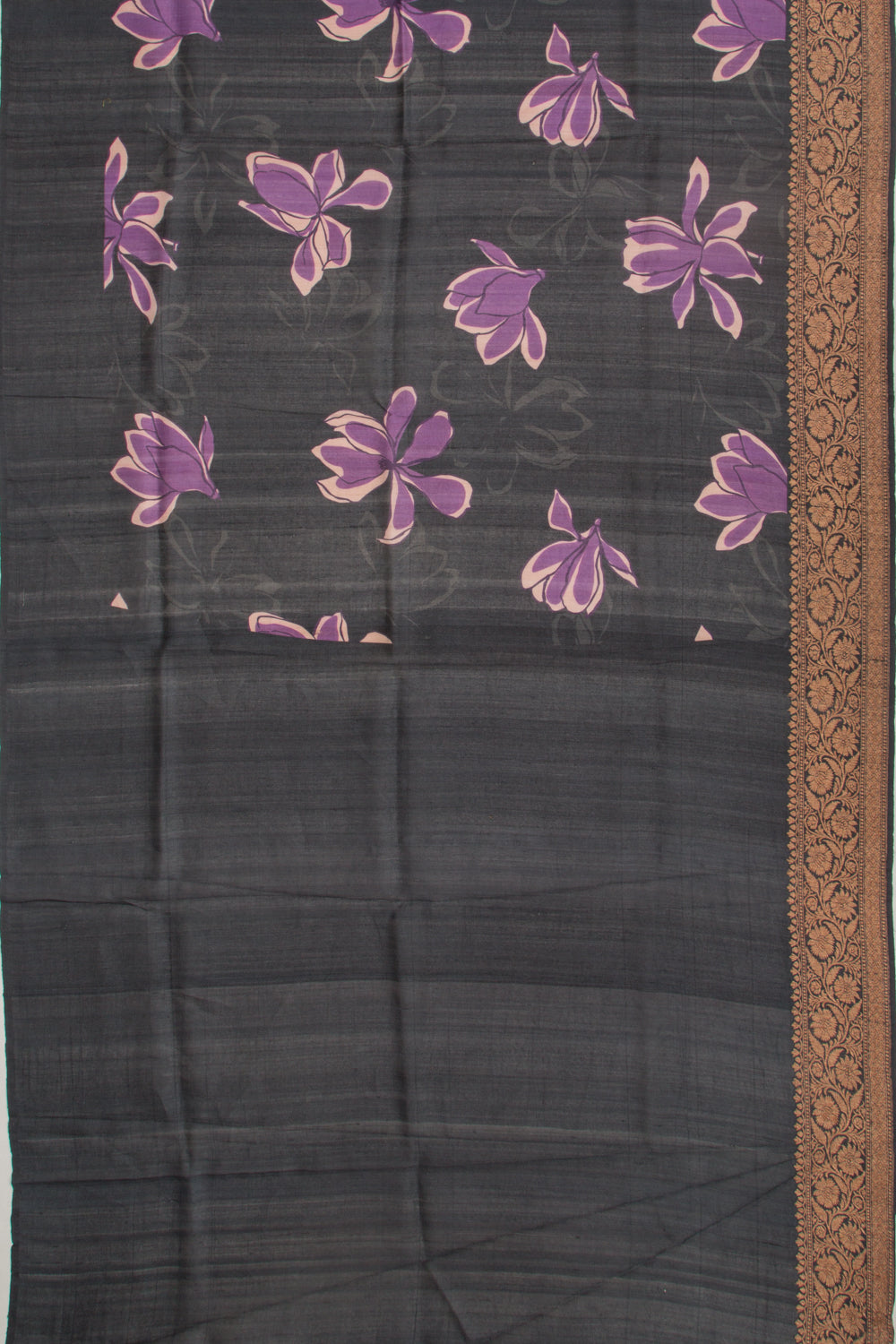Chanderi Silk Printed Black Saree