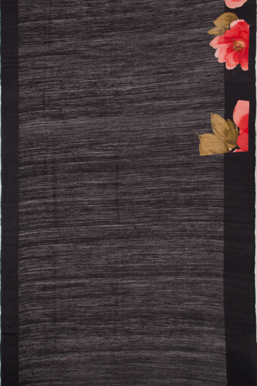 Matka Silk Floral Printed Black Saree