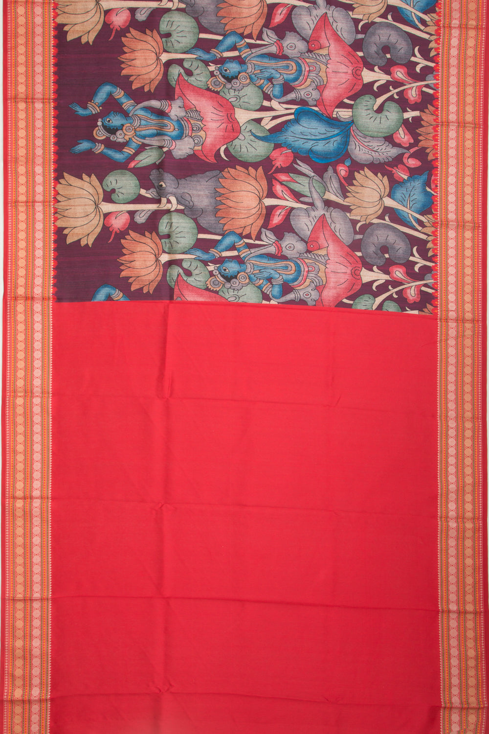 Soft Dupion Silk Printed Purple Saree
