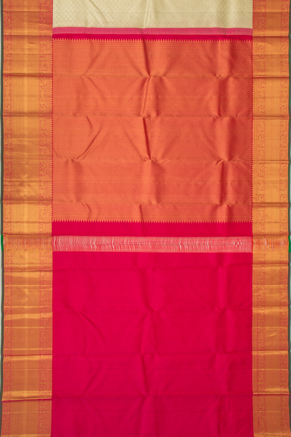 Kanchipuram Silk Brocade Cream Saree
