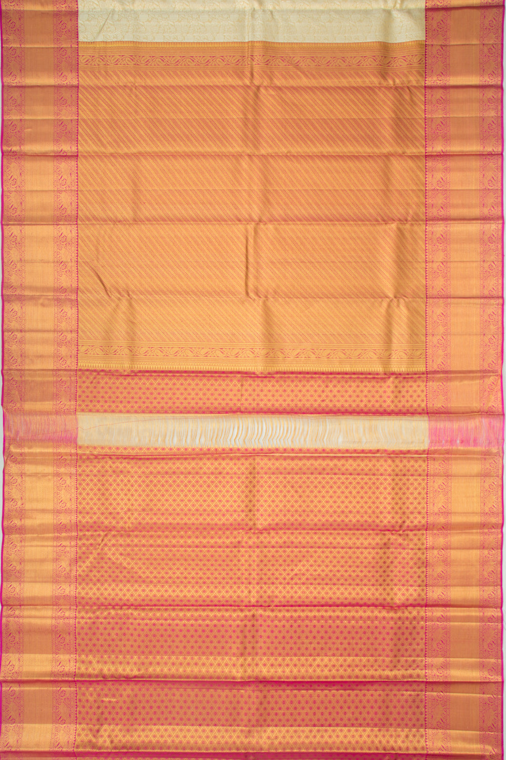 Kanchipuram Silk Tissue Jaal Gold Saree