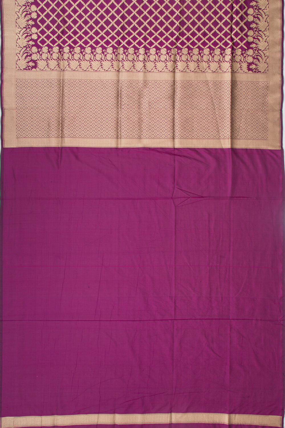 Banarasi Silk Criss Cross Checks Purple Saree