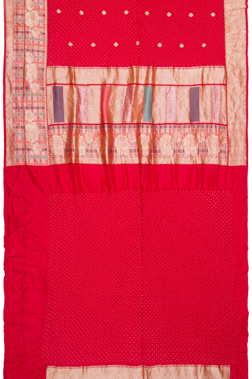 Banarasi Tussar Butta Red Saree