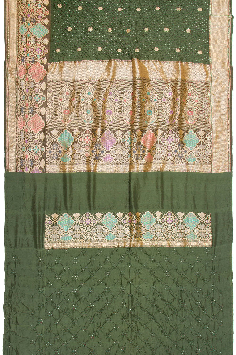 Banarasi Tussar Butta Green Saree