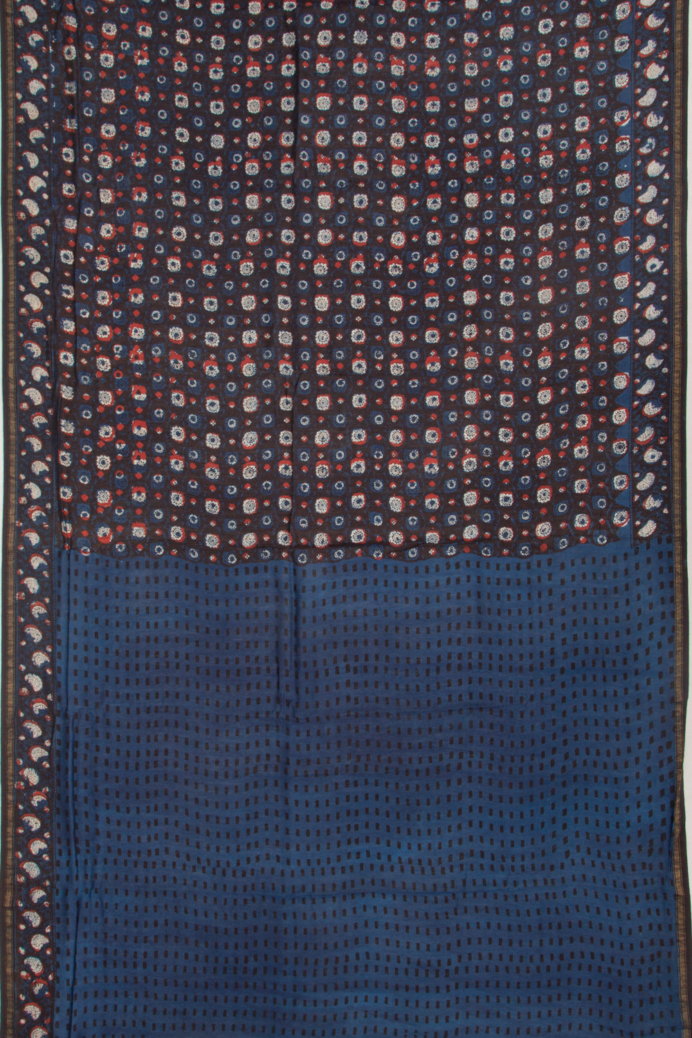 Chanderi Cotton Batik Printed Choco Brown Saree