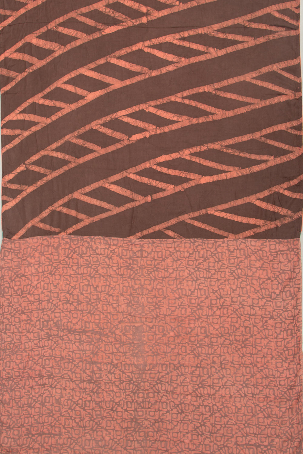 Satin Block Printed Brown Saree
