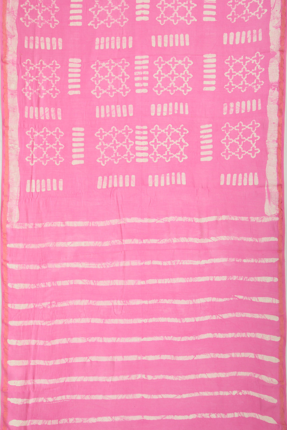 Chanderi Silk Batik Printed Pink Saree