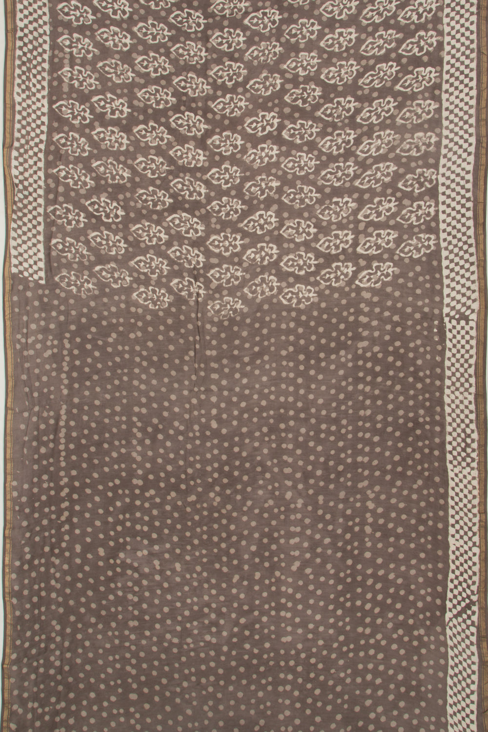 Chanderi Silk Block Printed Brown Saree