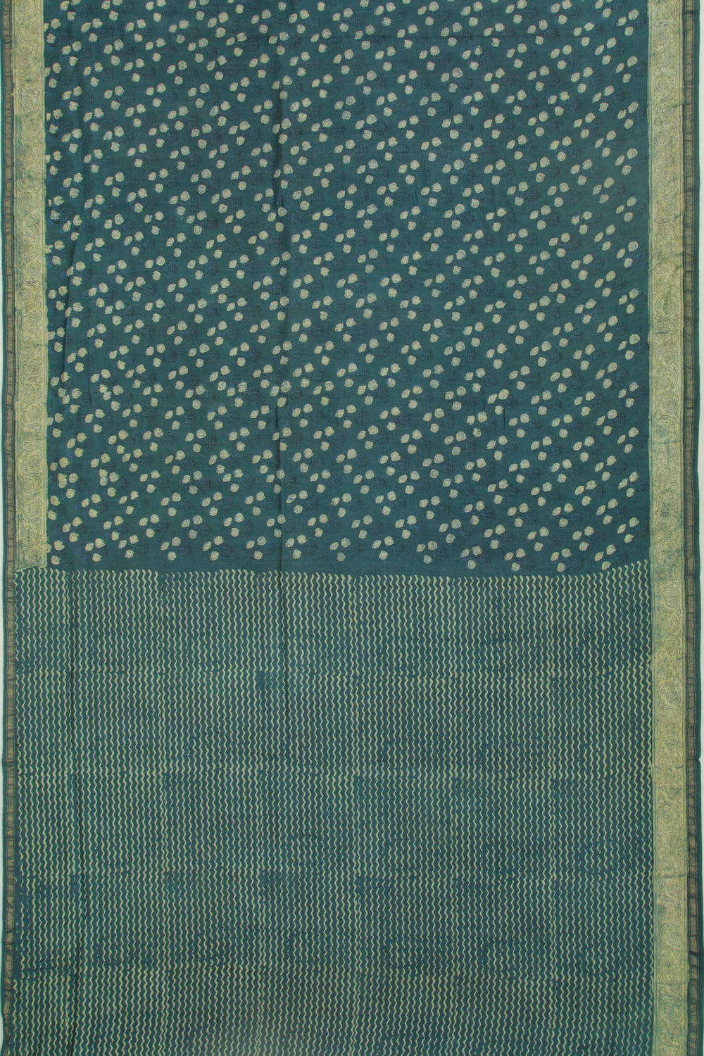 Chanderi Cotton Batik Printed Green Saree