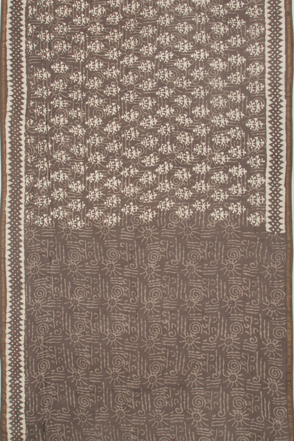 Chanderi Silk Block Printed Brown Saree