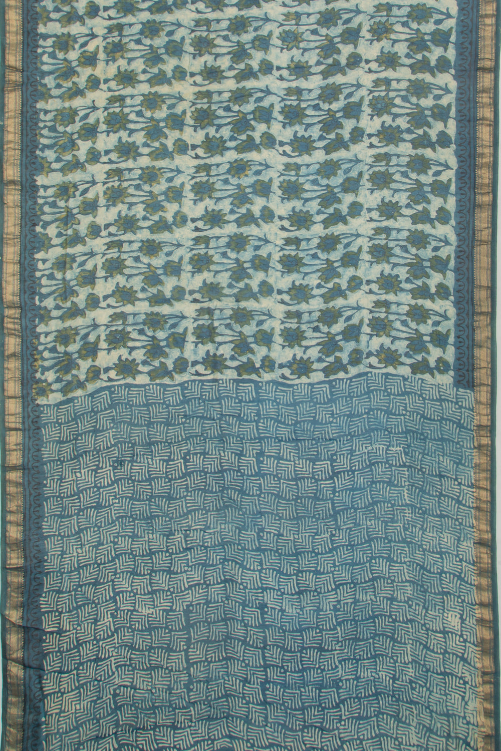 Chanderi Silk Printed Light Blue Saree