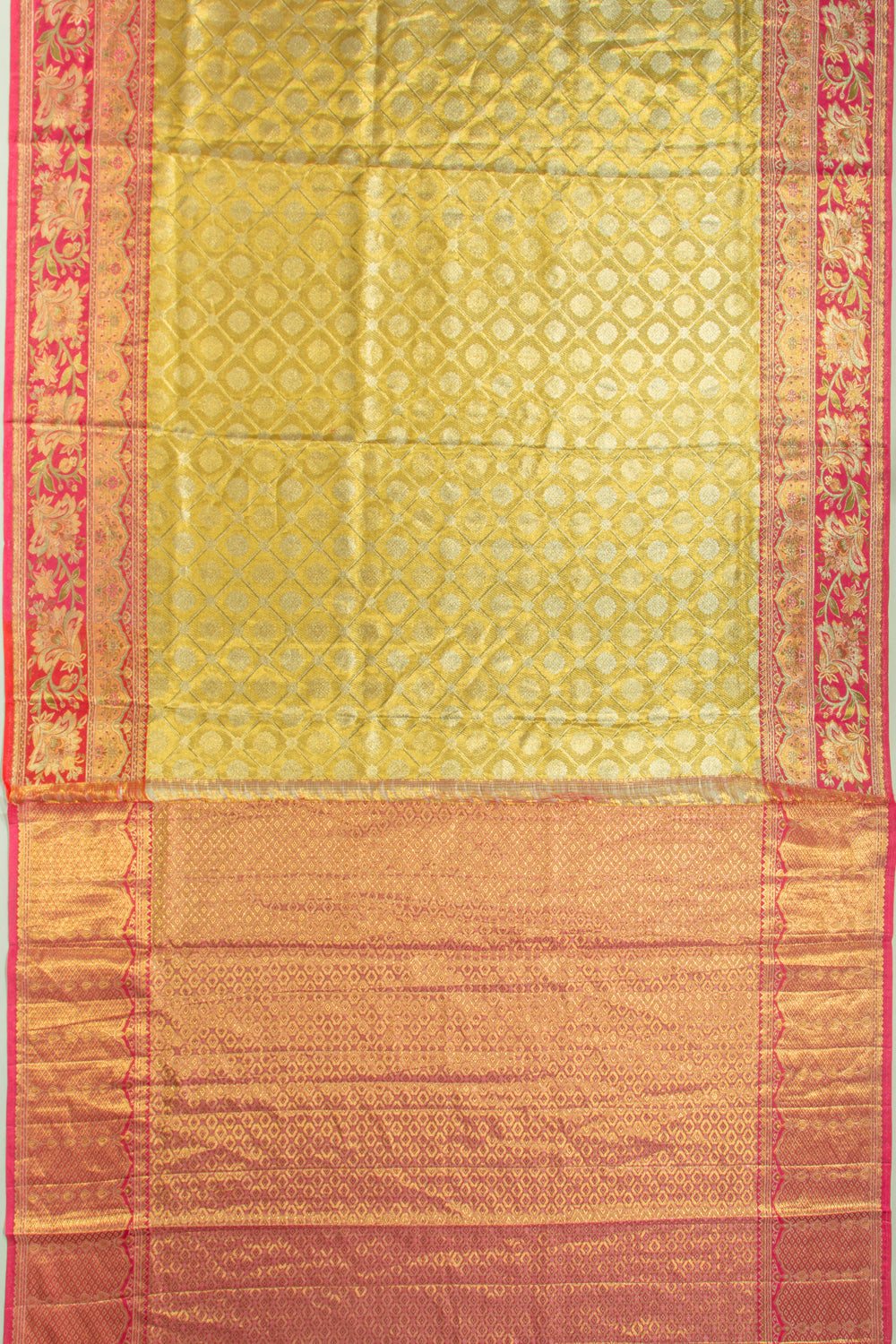 Kanchipuram Silk Tissue Brocade Gold Saree
