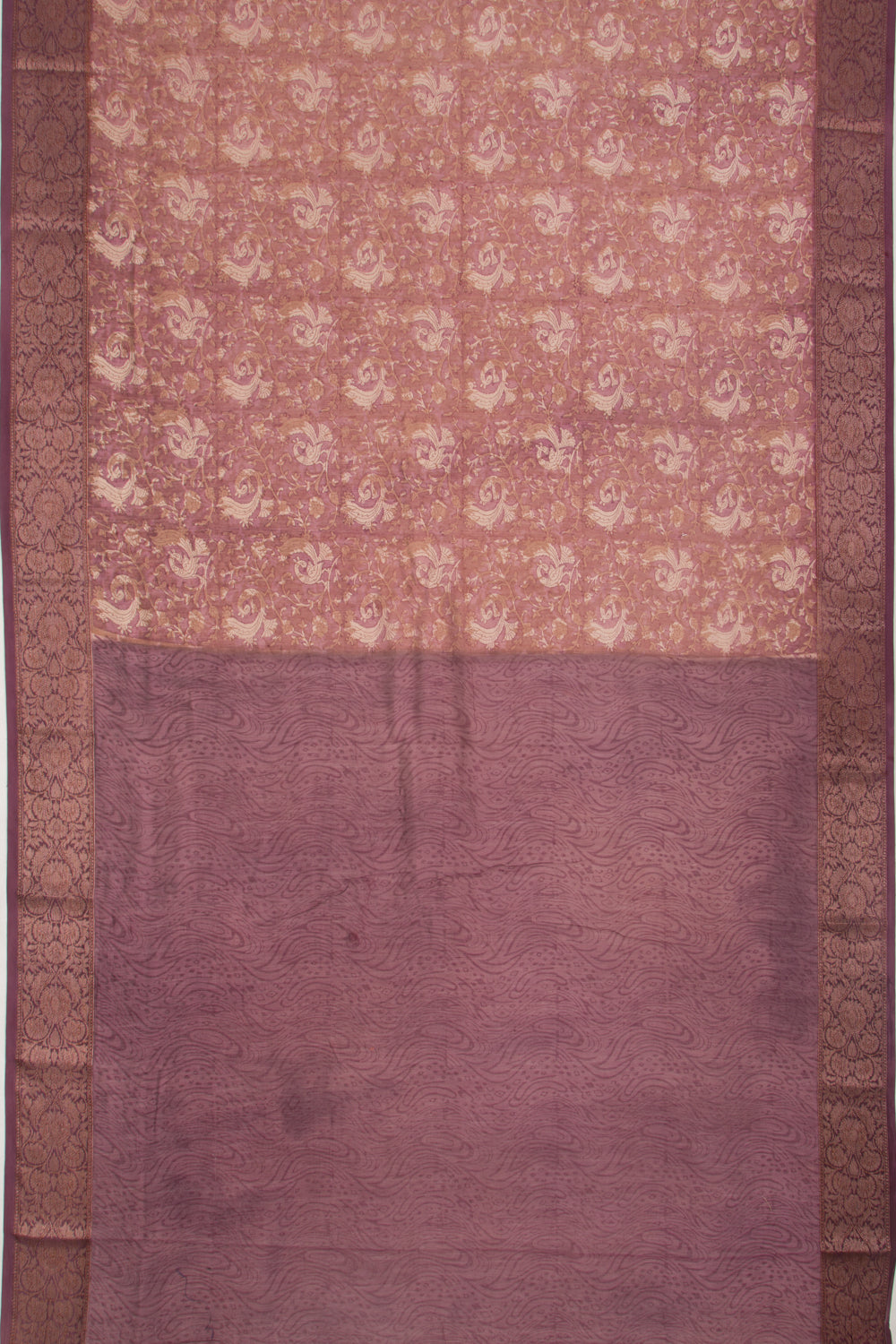 Chanderi Silk Floral Printed Purple Saree