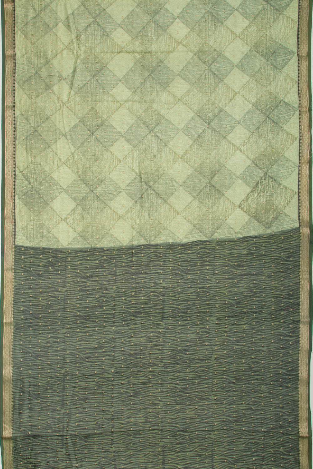 Chanderi Silk Printed Green Saree