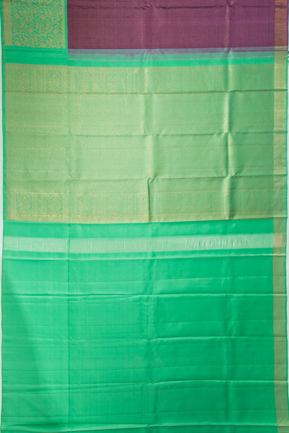 Kanchipuram Silk Checks Purple Saree