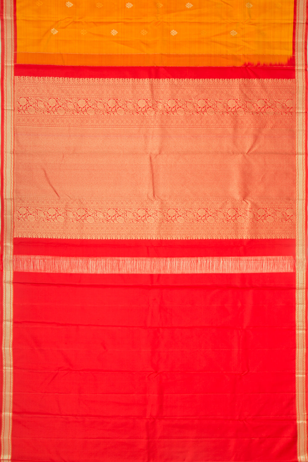 Kanchipuram Silk Butta Mustard Yellow Saree
