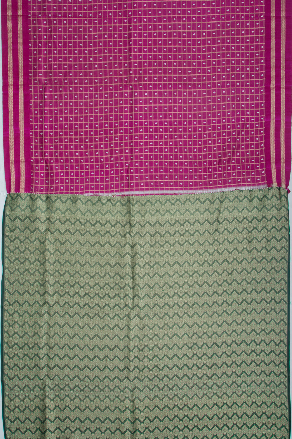 Banarasi Silk Checks And Butta Purple Saree With Satin Border