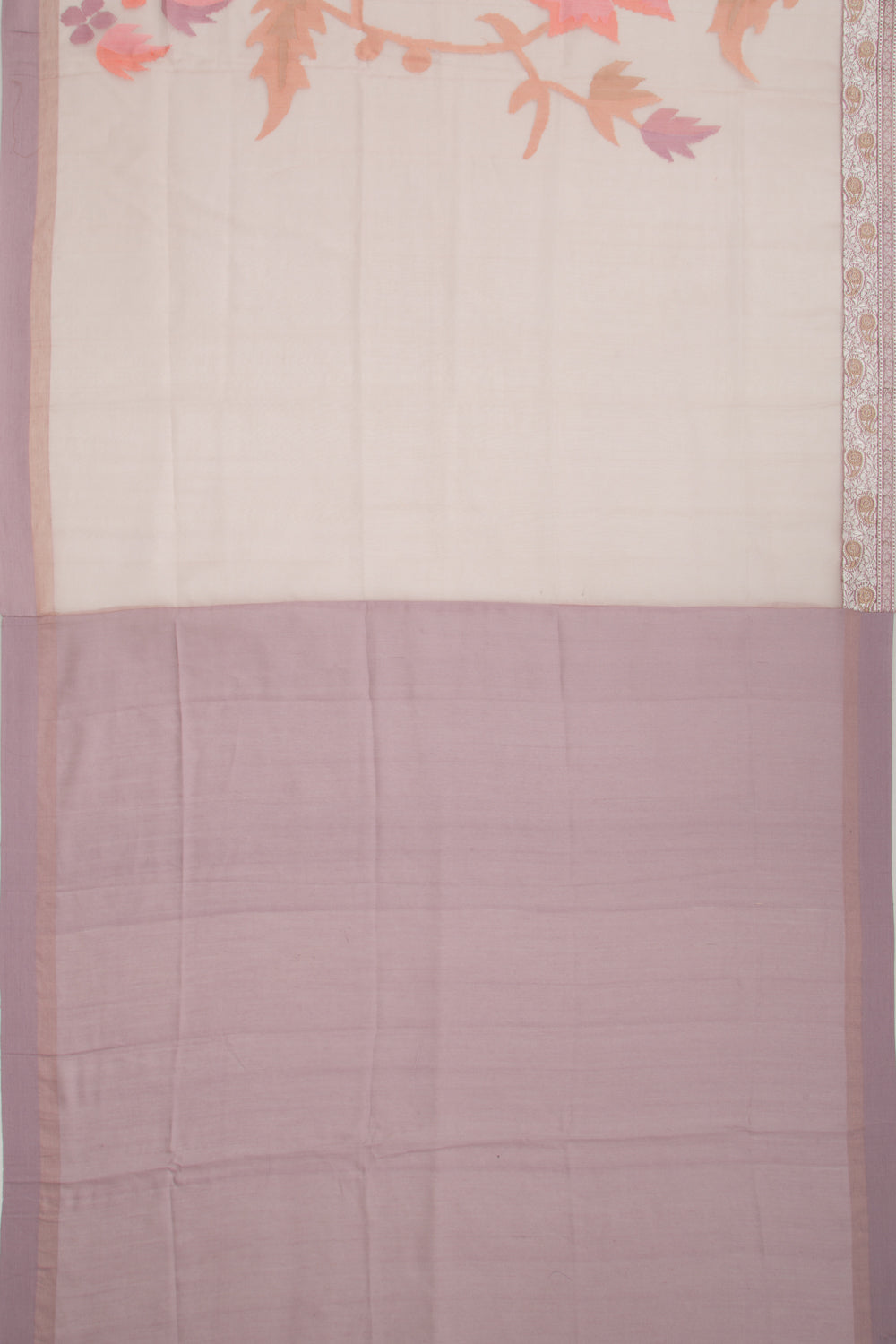 Dhakai Kora Organza Jamdani Lilac Saree With Attached Border