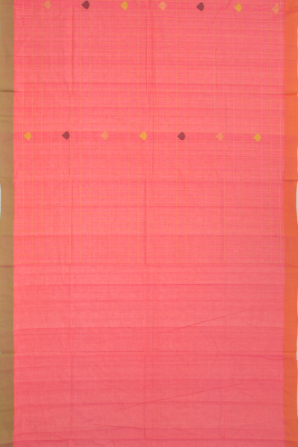 Chettinad Cotton Checks And Butta Crimson Pink Saree