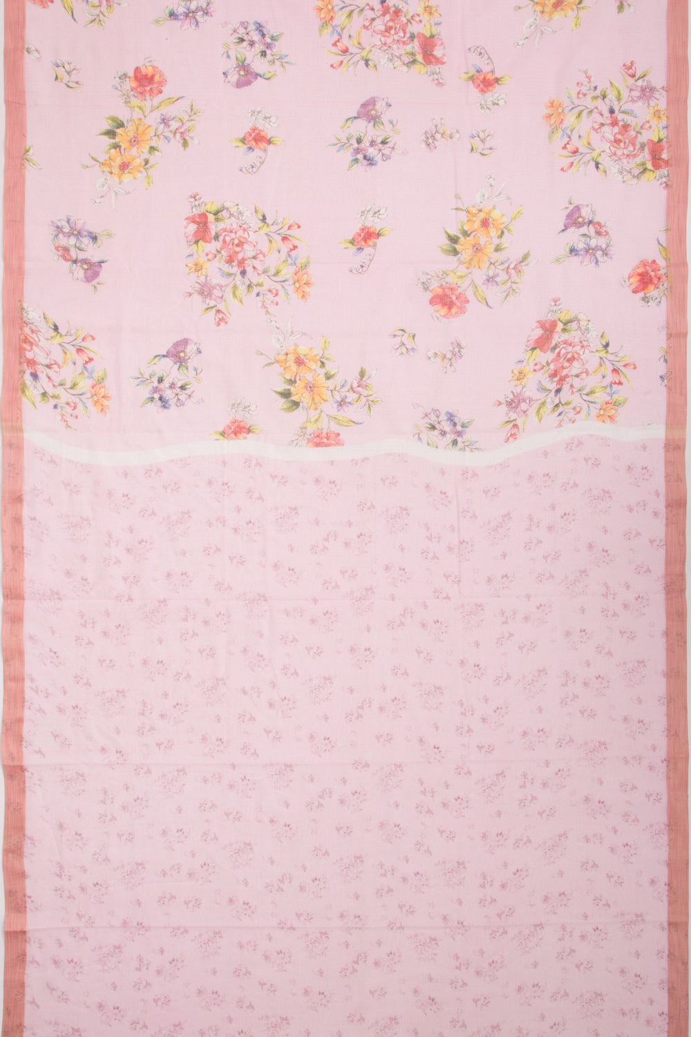 Kota Soft Silk Floral Printed Baby Pink Saree