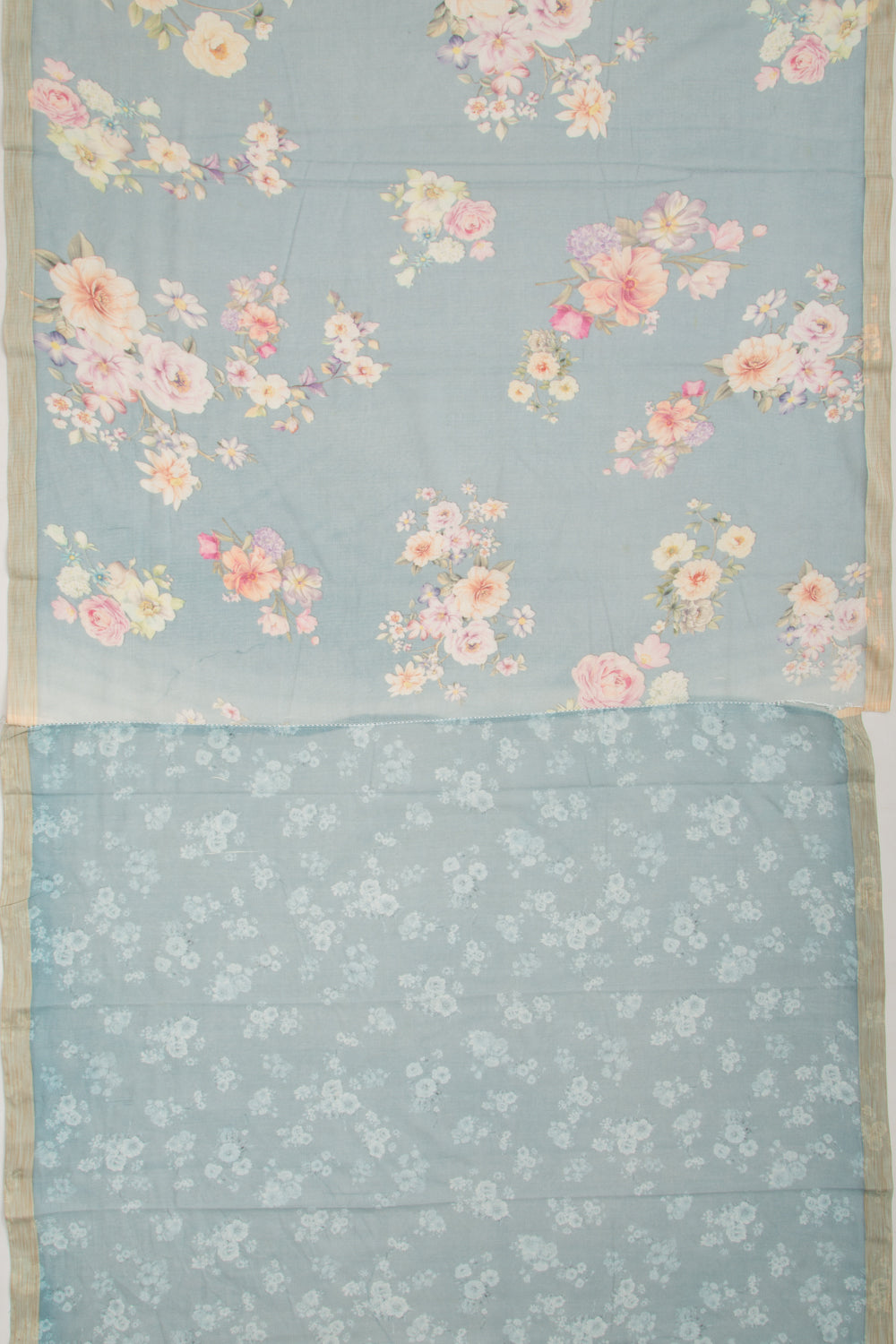 Kota Soft Silk Floral Printed Blue Saree