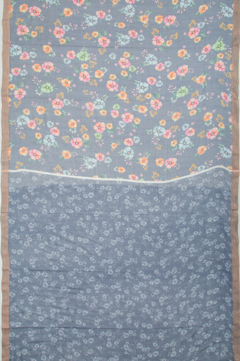 Kota Soft Silk Floral Printed Pastel Blue Saree