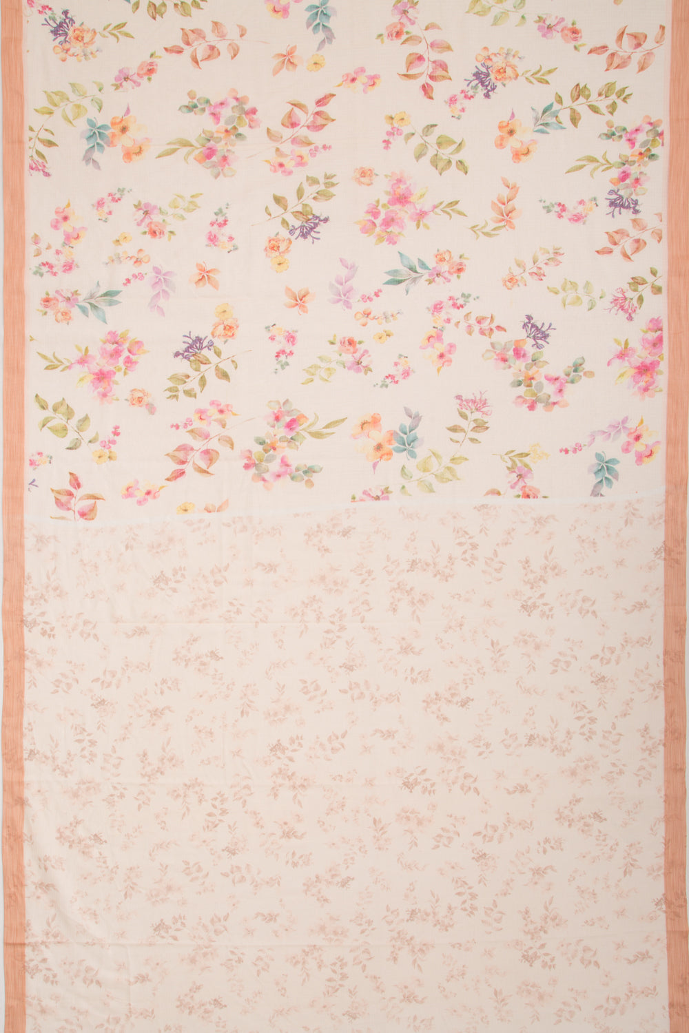 Kota Soft Silk Floral Printed Cream Saree