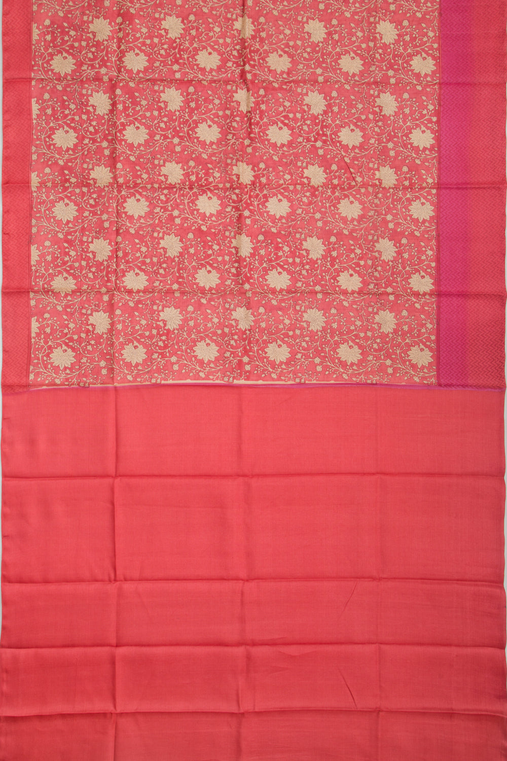 Tussar Floral Printed Pink Saree