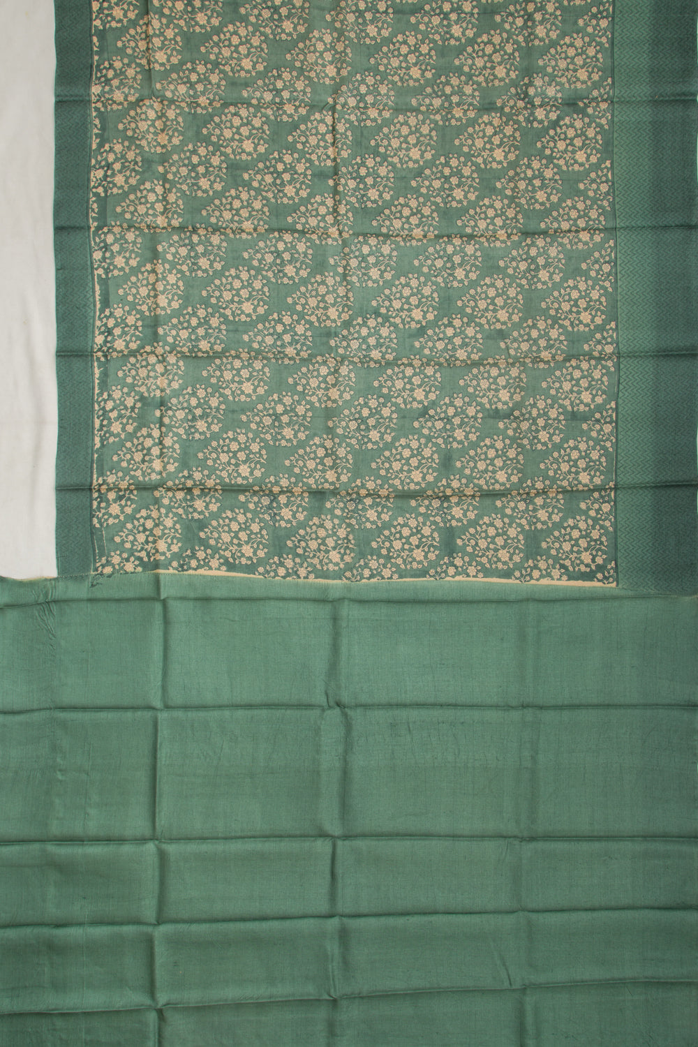 Tussar Floral Printed Green Saree