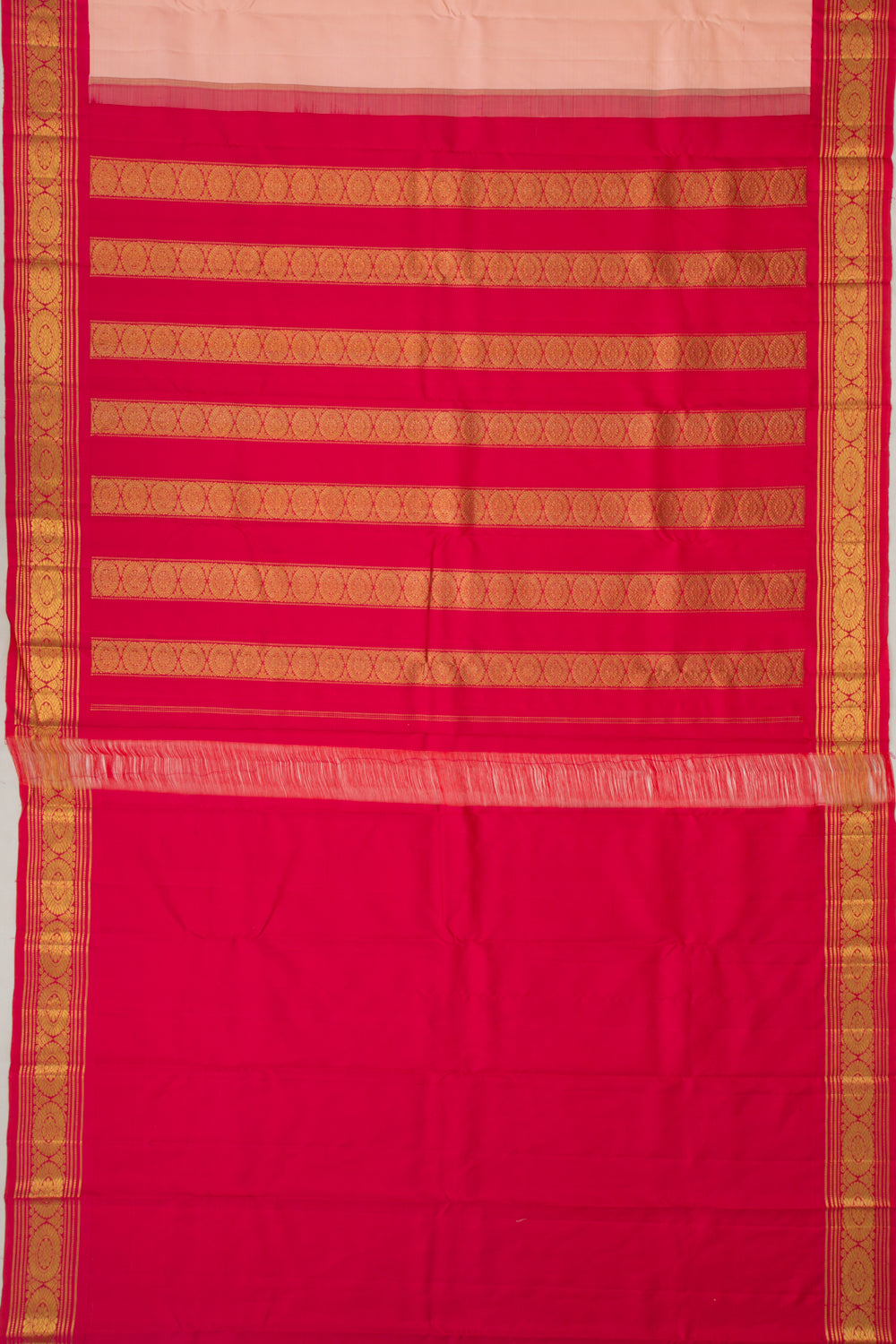 Kanchipuram Silk Plain Peach Saree