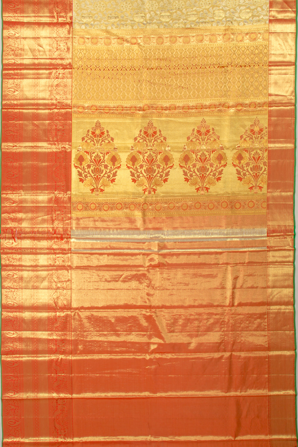 Taranga Kanchi Silk Tissue Jaal Gold Saree