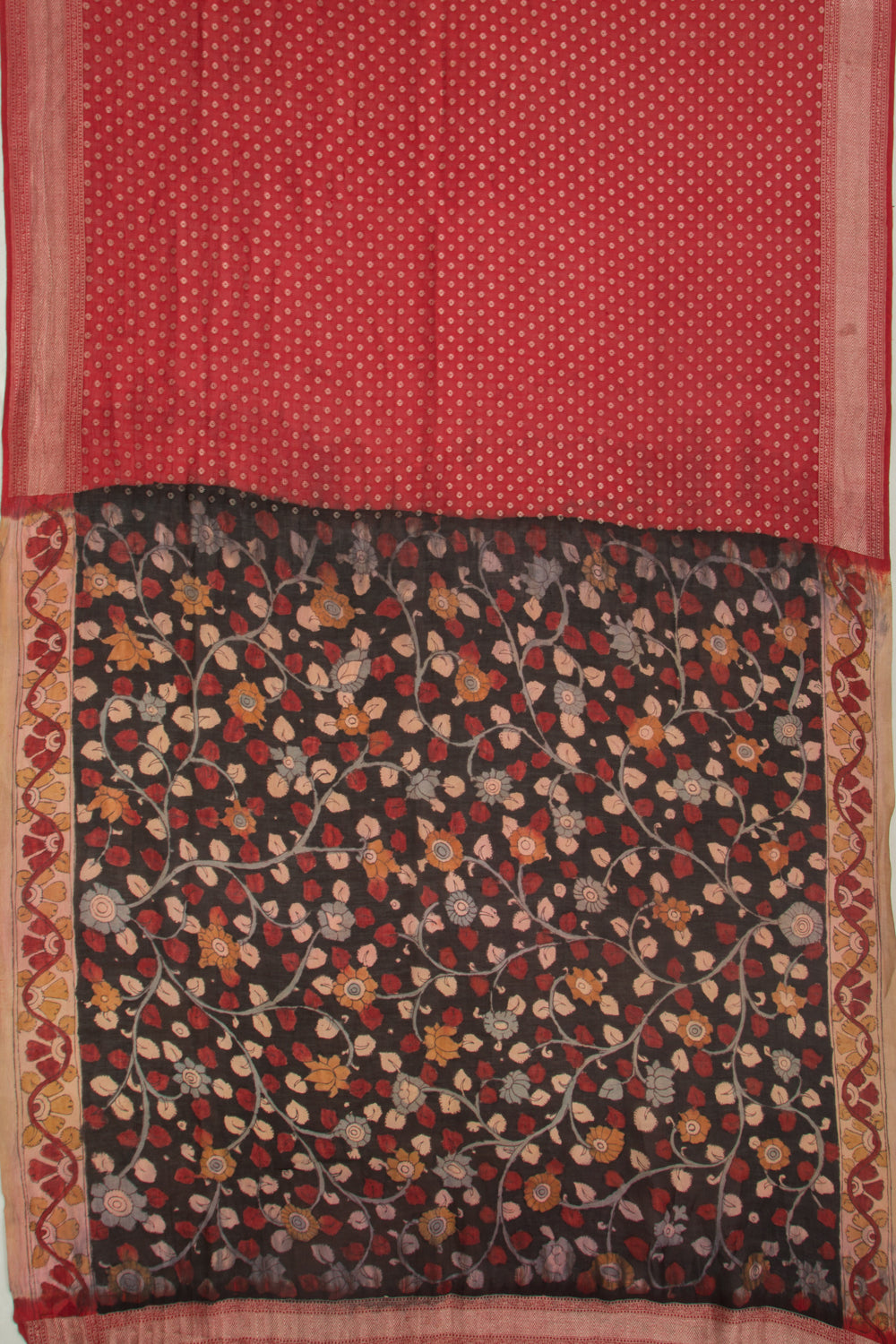 Tussar Brocade Red Saree