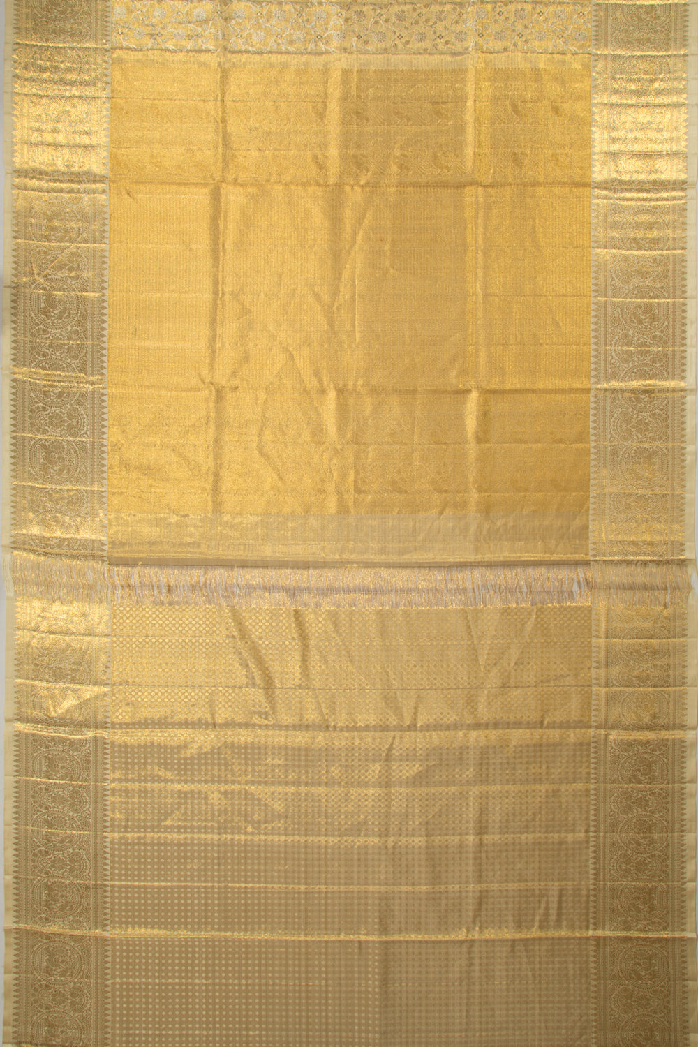 Kanchipuram Silk Tissue Jaal Gold Saree