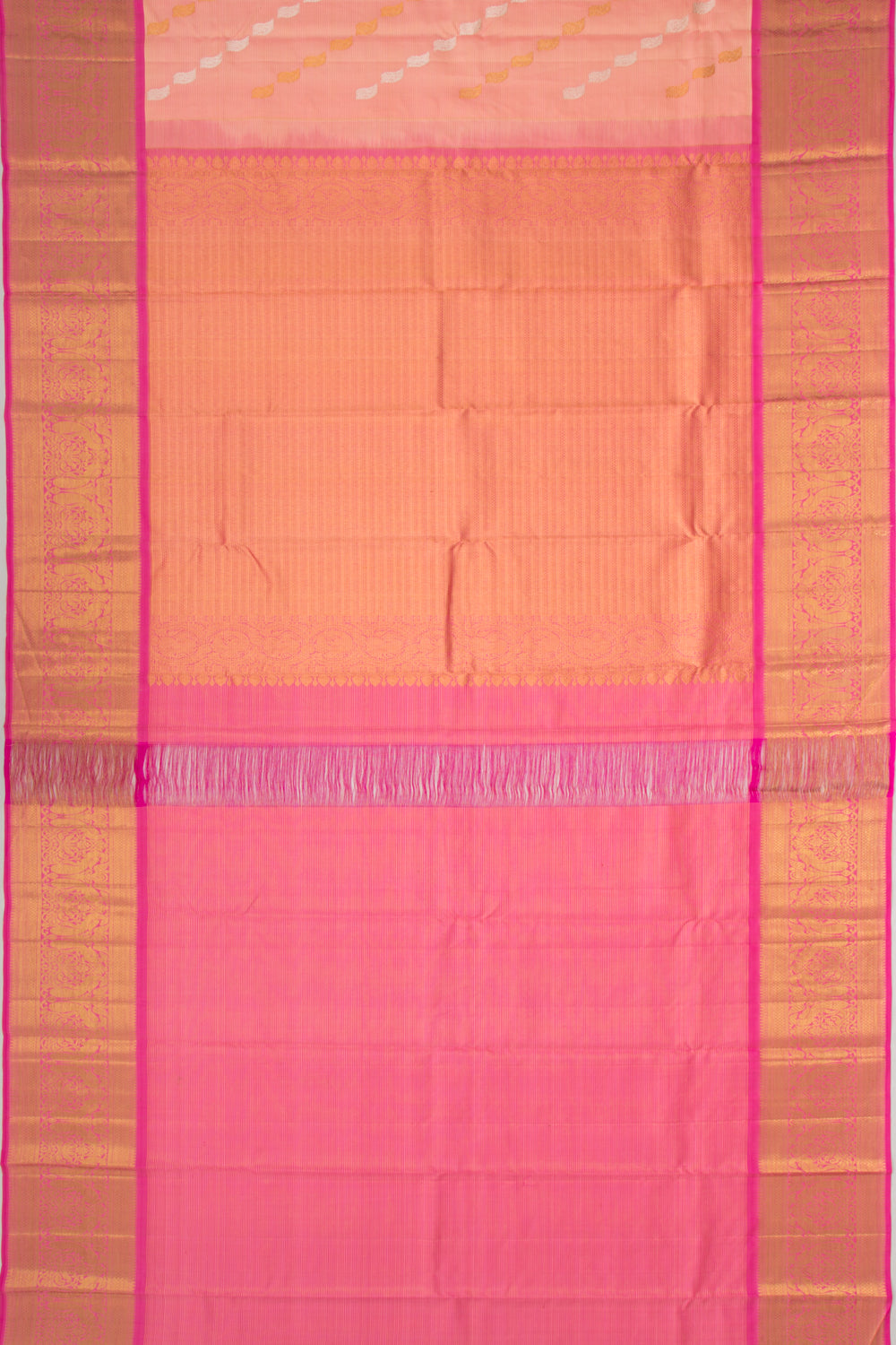 Kanchipuram Silk Lines And Butta Peach Saree