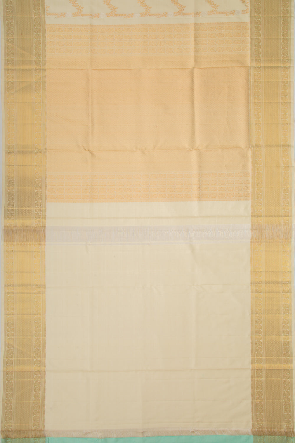 Kanchipuram Silk Jaal Cream Saree