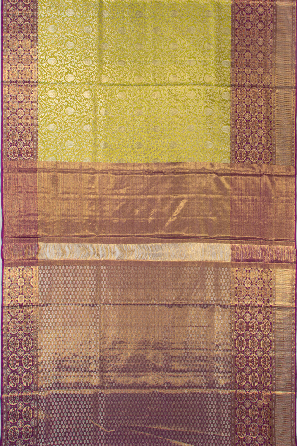 Kanchipuram Silk Tissue Jaal Green Saree