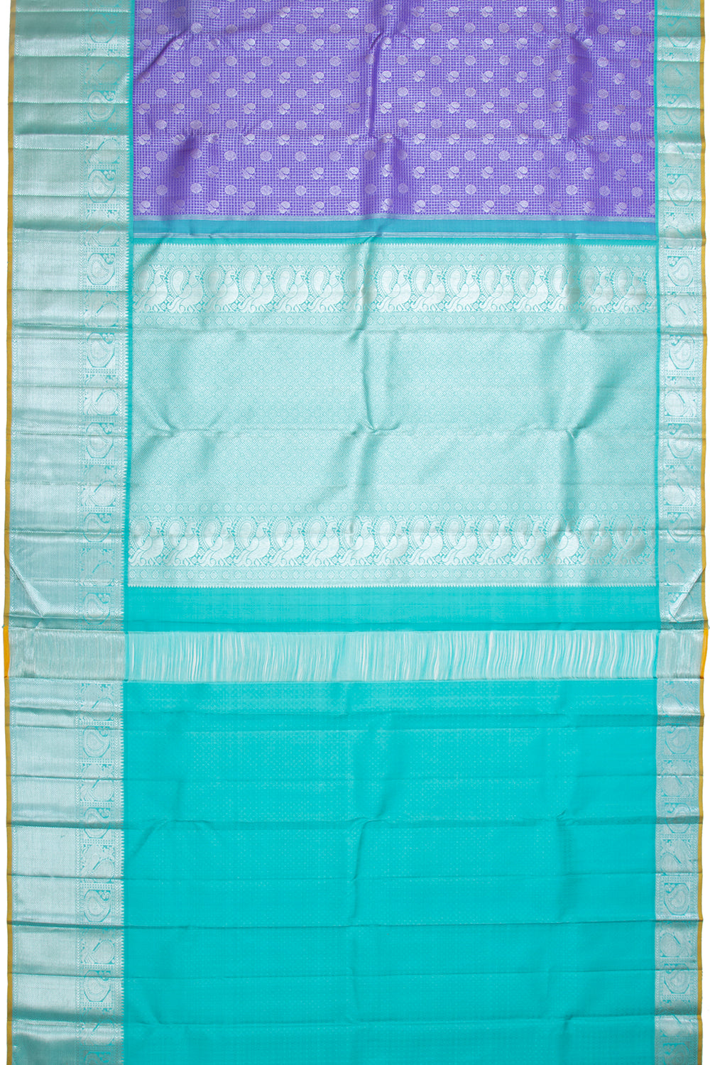Kanchipuram Silk Checks And Butta Violet Saree