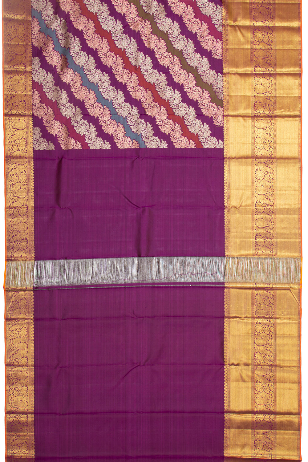 Kanchipuram Silk Rangkat Inspired Jaal Multicolour Saree