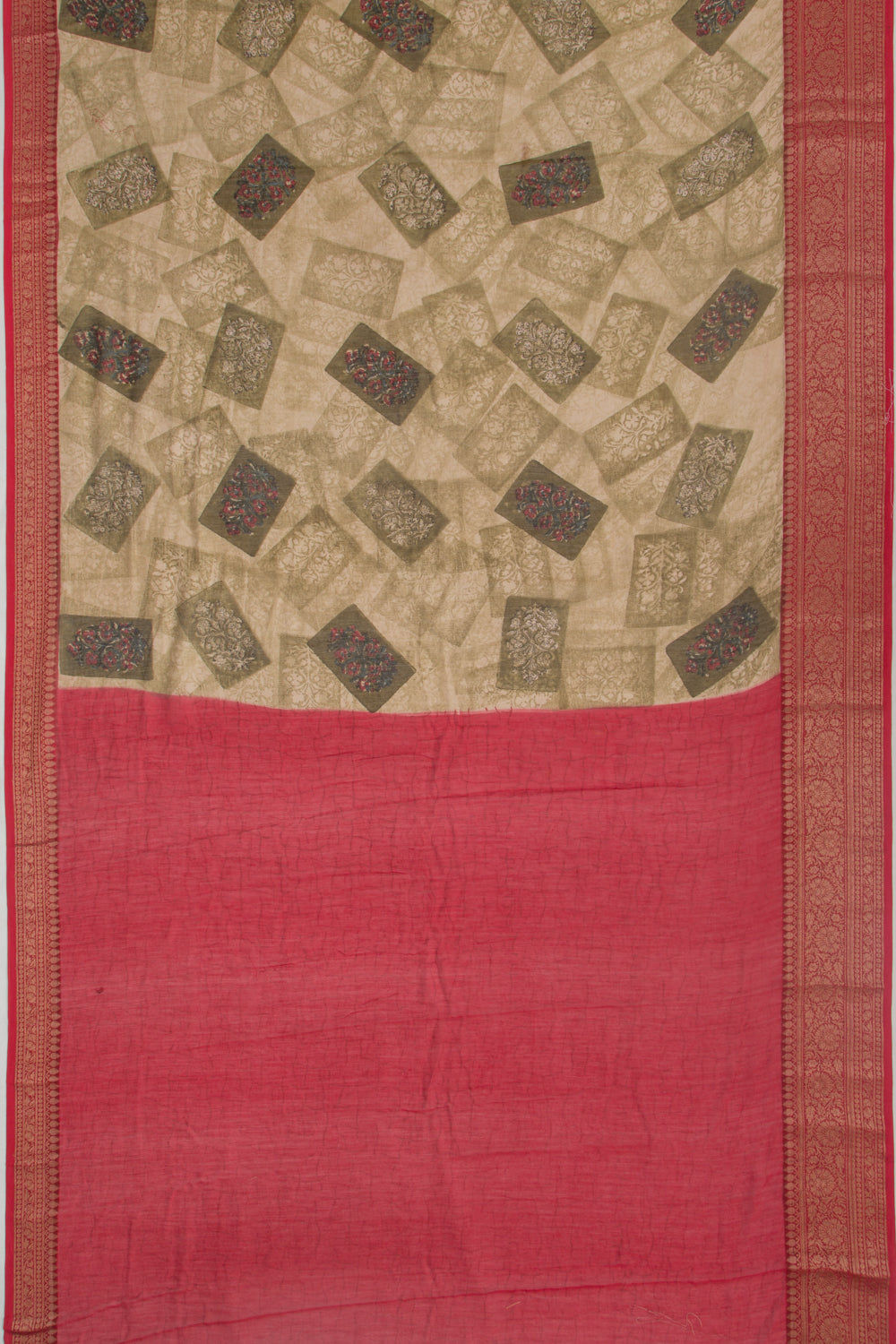 Chanderi Soft Silk Floral Printed Green Saree