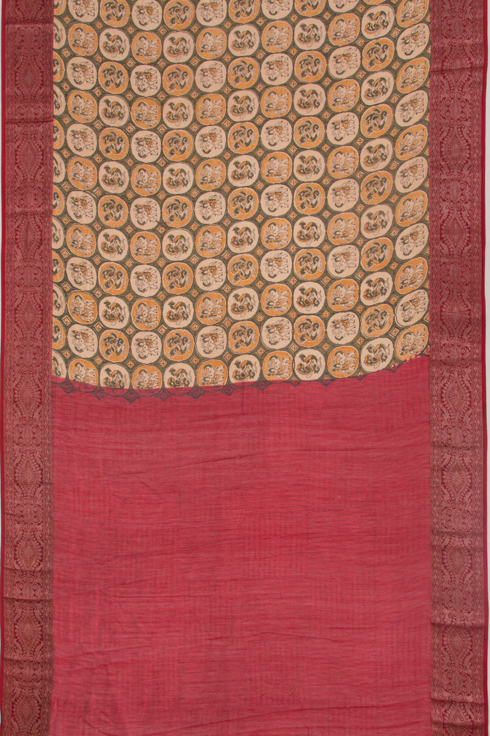 Chanderi Silk Printed Green Saree