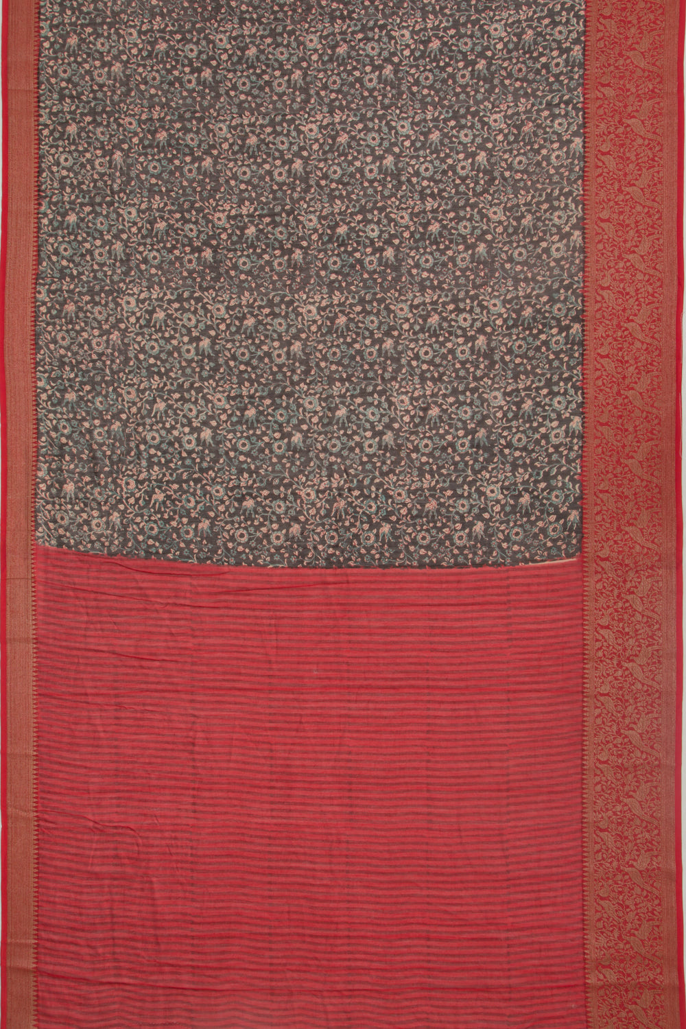 Chanderi Silk Floral Printed Black Saree