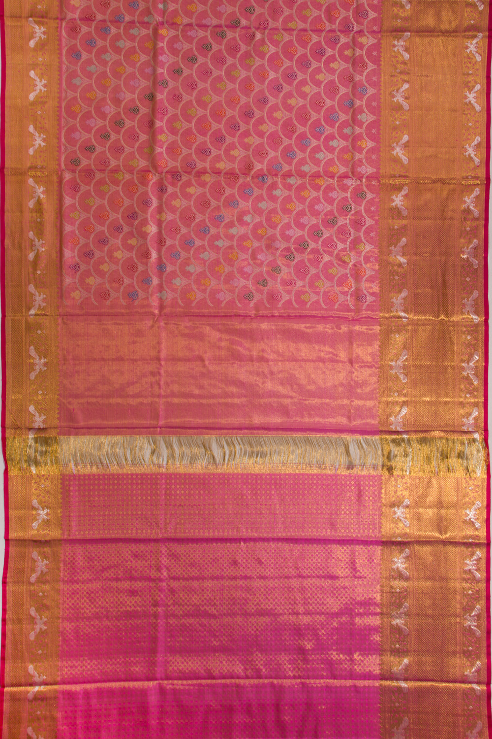 Kanchipuram Silk Tissue Brocade Pink Saree