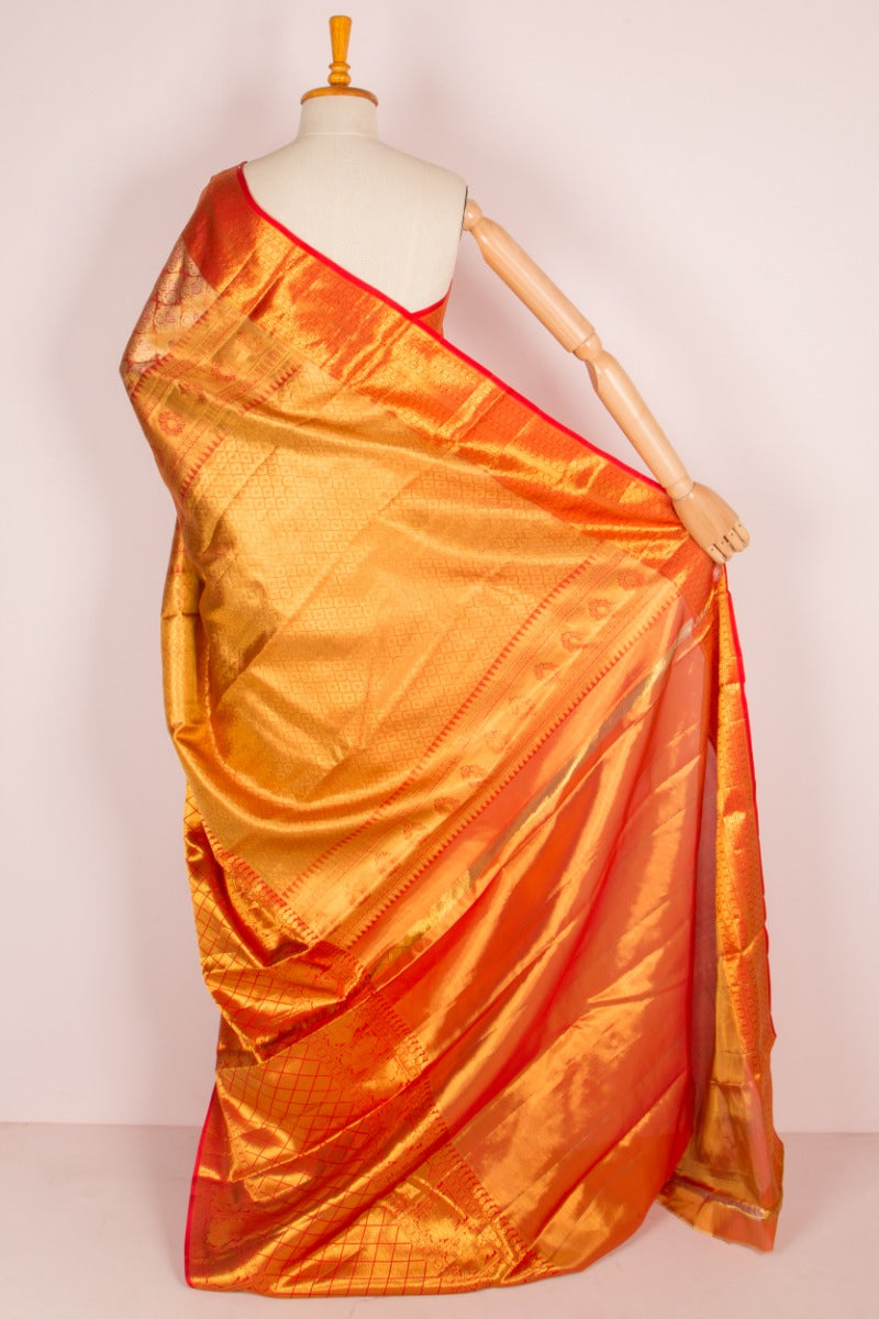 Taranga Kanchi Silk Tissue Brocade Orange Saree