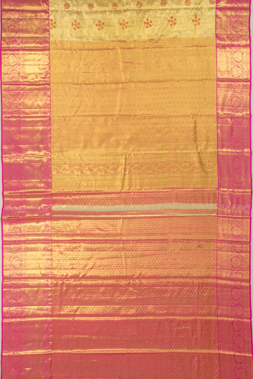 Taranga Kanchi Silk Tissue Brocade Gold Saree