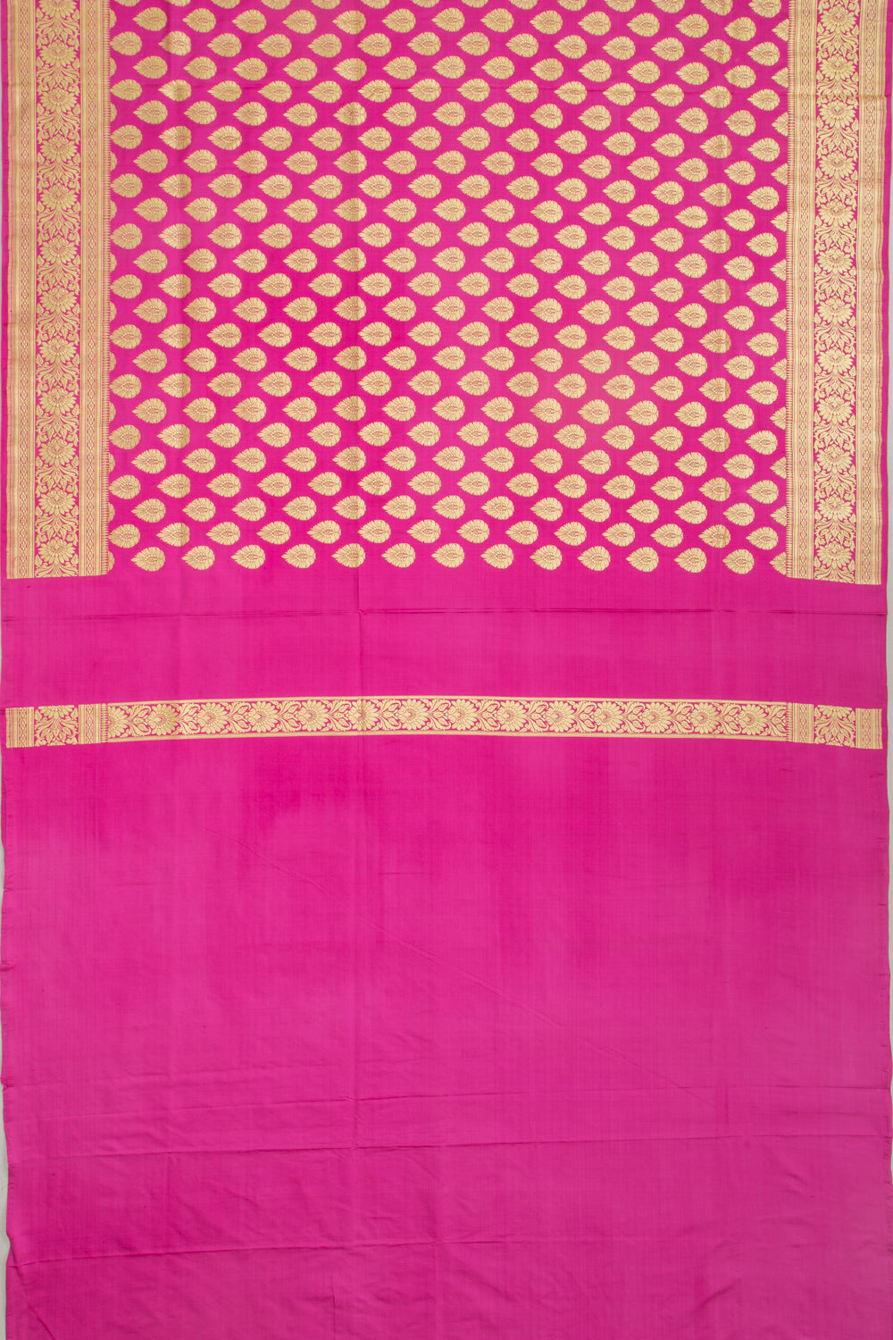 Banarasi Satin Silk Butta Magenta Pink Saree