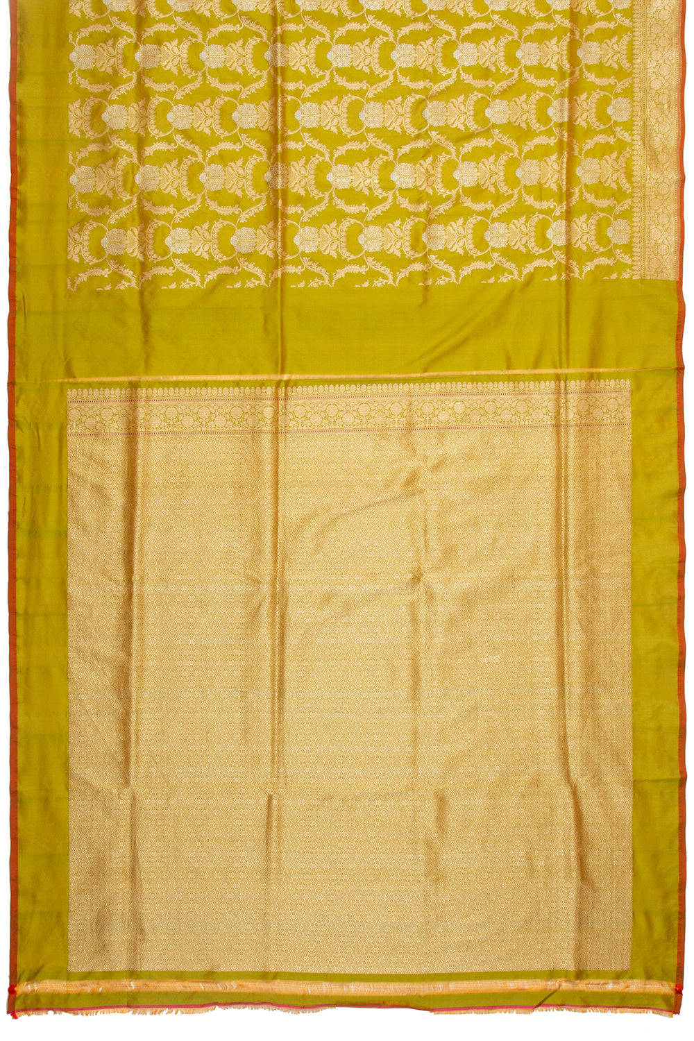Banarasi Silk Kadwa Jaal Mehendi Green Saree