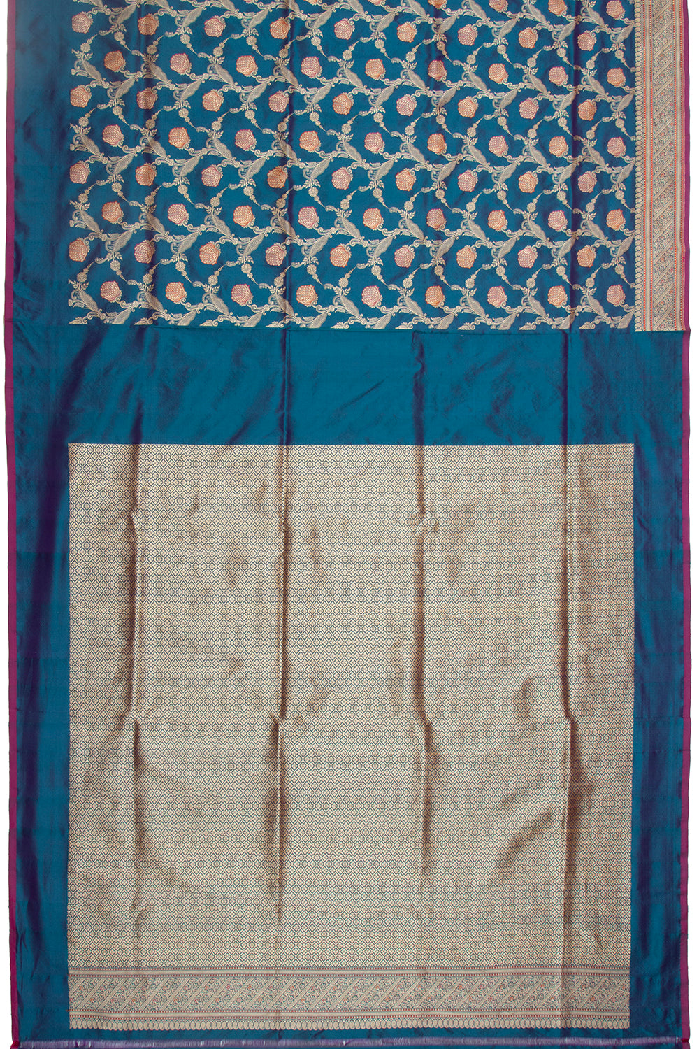 Banarasi Silk Kadwa Jaal Teal Blue Saree
