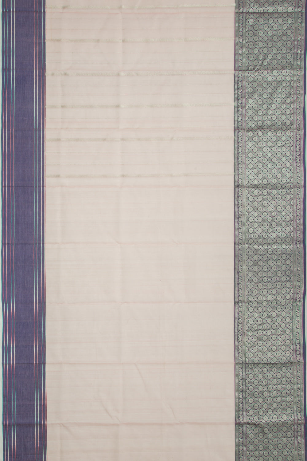 Pure Chanderi Kora Organza Vertical Lines Peach Saree