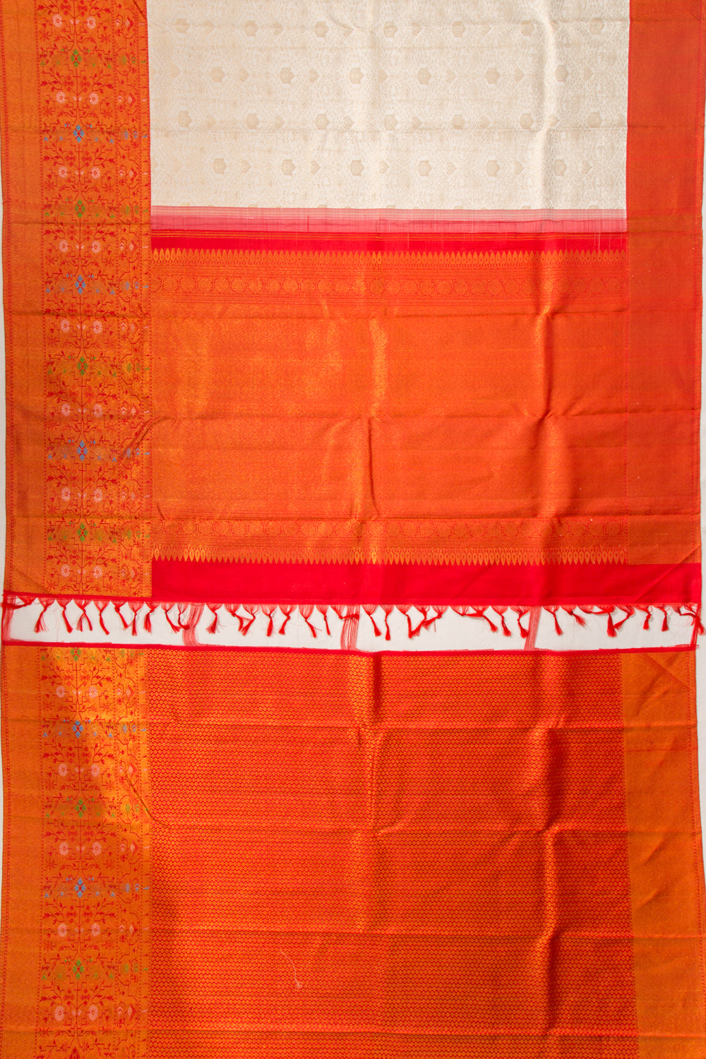 Kanchipuram Silk Brocade Cream Saree